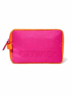 Amika Cosmetic Bag | Pink & Orange Colorblock | Travel Organizer